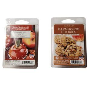 Scentsationals Wax Melts Set Of 2 Caramel Apple Spice Farmhouse Cookies holiday